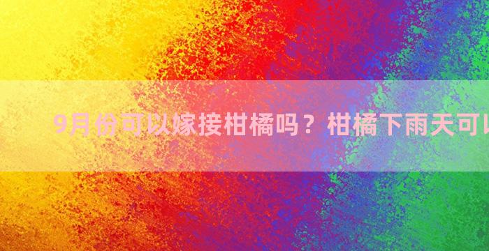 9月份可以嫁接柑橘吗？柑橘下雨天可以嫁接吗