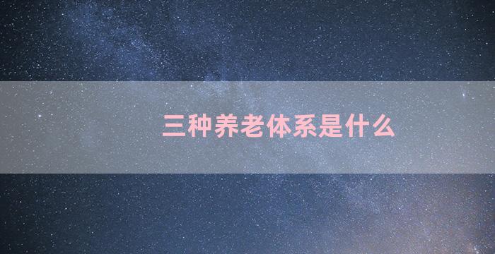 三种养老体系是什么