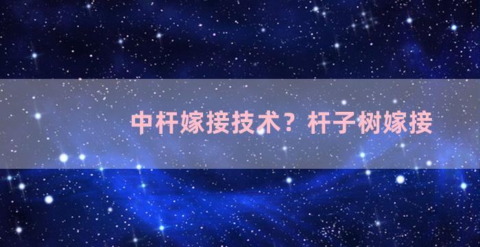 中杆嫁接技术？杆子树嫁接