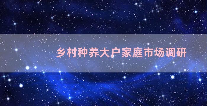 乡村种养大户家庭市场调研