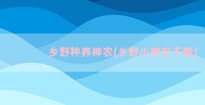 乡野种养神农(乡野小神农下载)