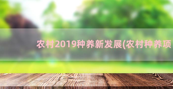 农村2019种养新发展(农村种养项目)