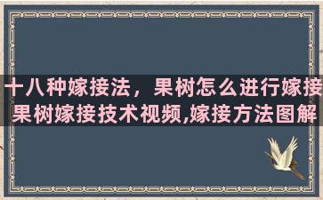 十八种嫁接法，果树怎么进行嫁接果树嫁接技术视频,嫁接方法图解