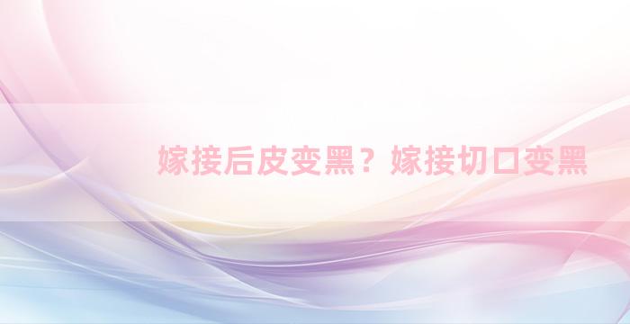 嫁接后皮变黑？嫁接切口变黑