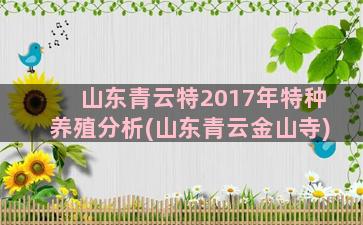 山东青云特2017年特种养殖分析(山东青云金山寺)