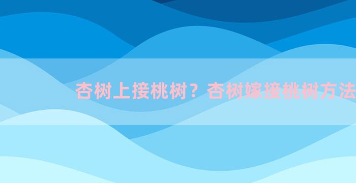 杏树上接桃树？杏树嫁接桃树方法