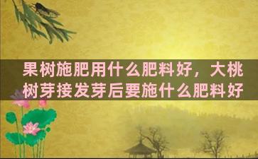 果树施肥用什么肥料好，大桃树芽接发芽后要施什么肥料好