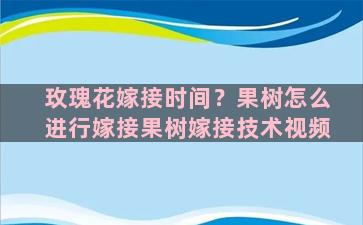 玫瑰花嫁接时间？果树怎么进行嫁接果树嫁接技术视频