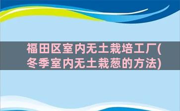 福田区室内无土栽培工厂(冬季室内无土栽葱的方法)