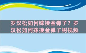 罗汉松如何嫁接金弹子？罗汉松如何嫁接金弹子树视频